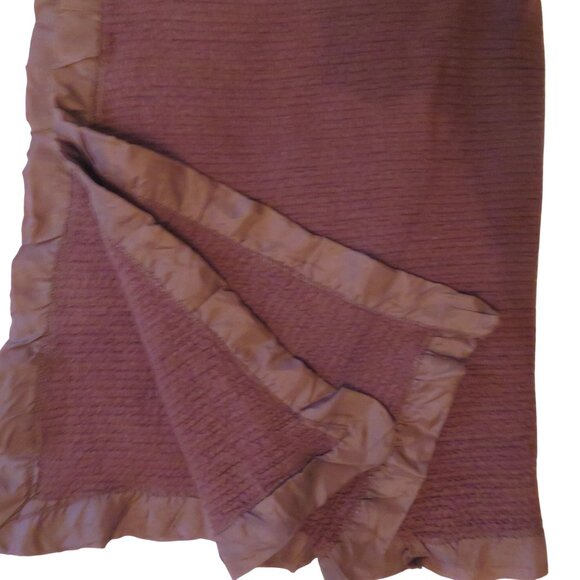 Vintage Acrylic Waffle Weave Blanket All Around Satin Trim Dark Brown USA Made - Picture 8 of 11